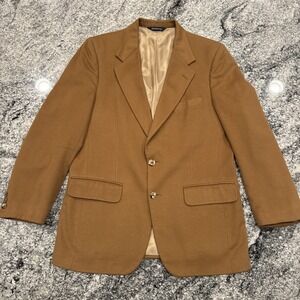 Vintage Burberrys 100% Cashmere Camel Brown Sport Coat Blazer Jacket Men's 42R